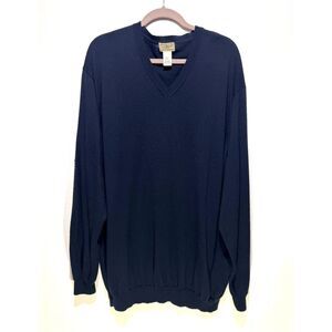 L.L. Bean 100% wool sweater first layer navy blue winter casual office women XXL